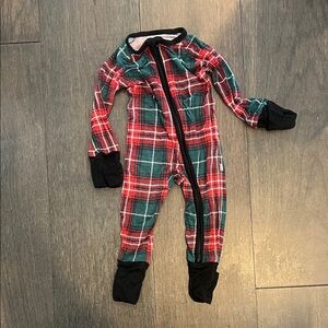 Little Sleepies Red and Green Plaid Footie